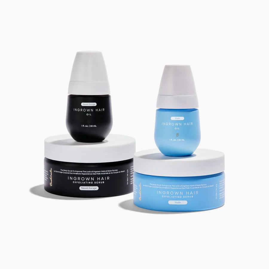 Ingrown Hair Oil and Exfoliating Scrub in two scents