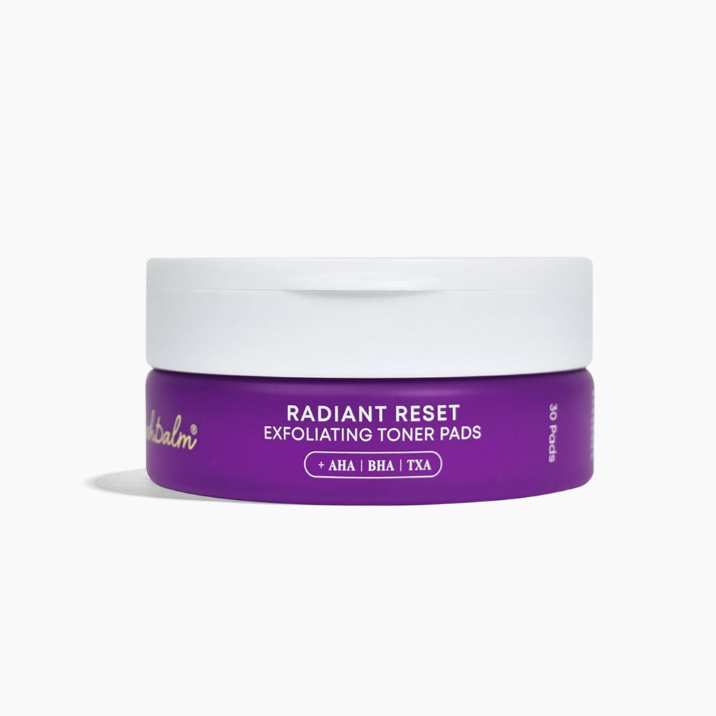 bushbalm radiant reset exfoliating toner pads container