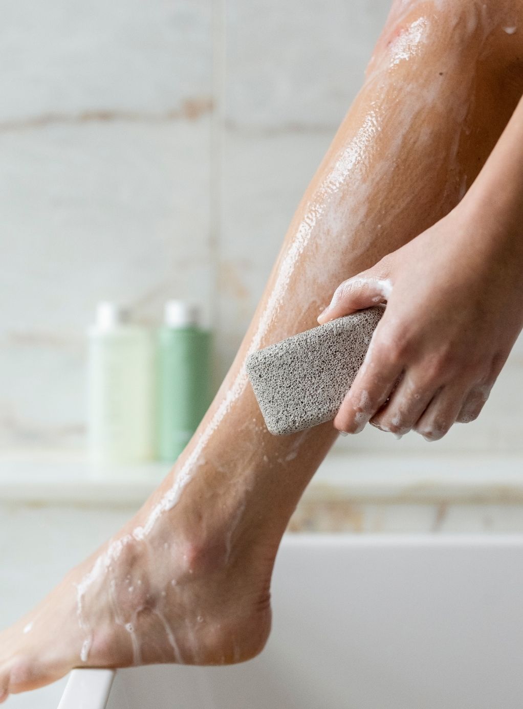 Using the body rock by bushbalm pumice stone